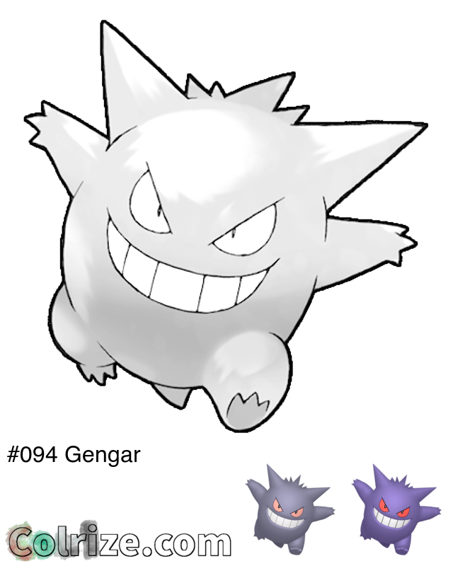 Pokemon Gengar coloring page + Shiny Gengar coloring page