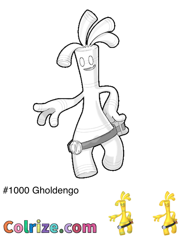Pokemon Gholdengo coloring page + Shiny Gholdengo coloring page