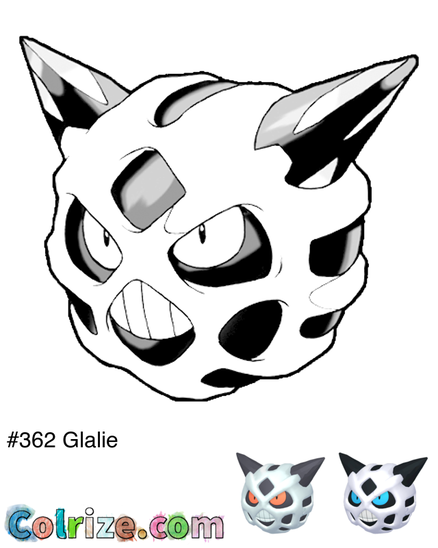 Pokemon Glalie coloring page + Shiny Glalie coloring page