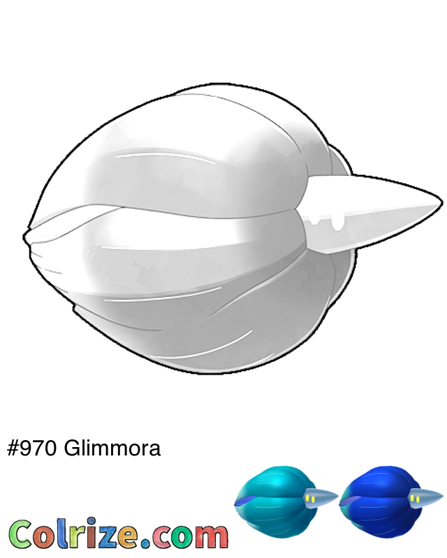 Pokemon Glimmora coloring page + Shiny Glimmora coloring page