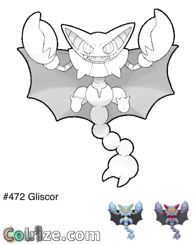 Pokemon Gliscor coloring page + Shiny Gliscor coloring page