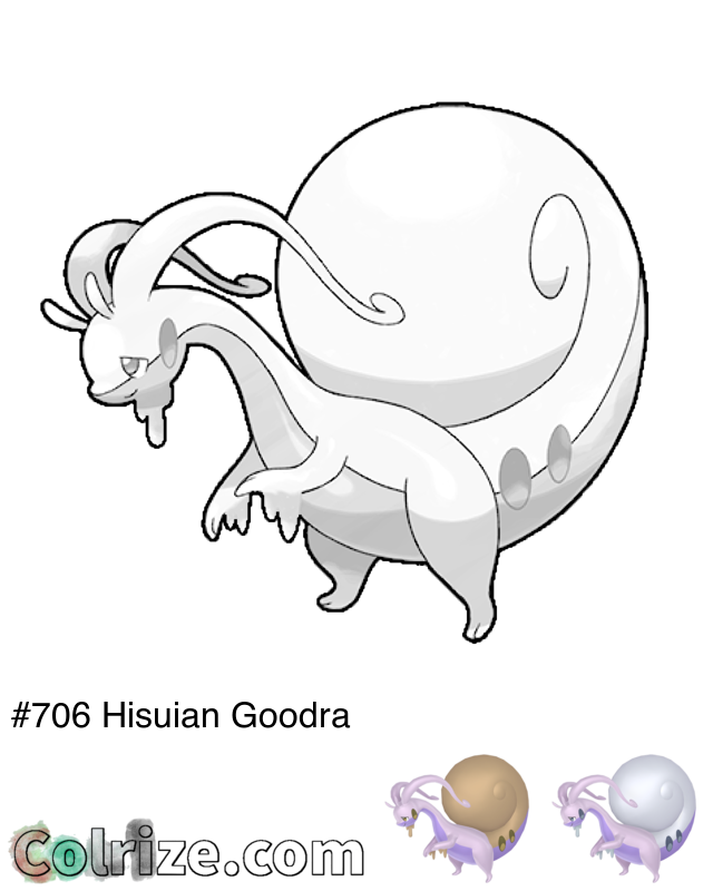 Pokemon Hisuian Goodra coloring page + Shiny Hisuian Goodra coloring page