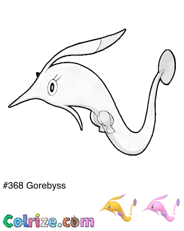 Pokemon Gorebyss coloring page + Shiny Gorebyss coloring page