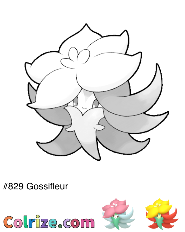 Pokemon Gossifleur coloring page + Shiny Gossifleur coloring page
