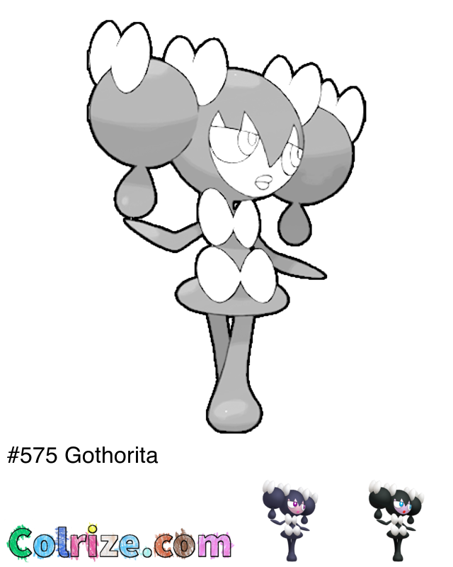 Pokemon Gothorita coloring page + Shiny Gothorita coloring page