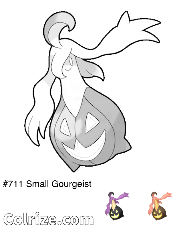 Pokemon Small Gourgeist coloring page + Shiny Small Gourgeist coloring page