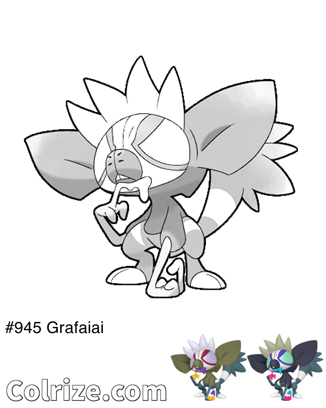 Pokemon Grafaiai coloring page + Shiny Grafaiai coloring page
