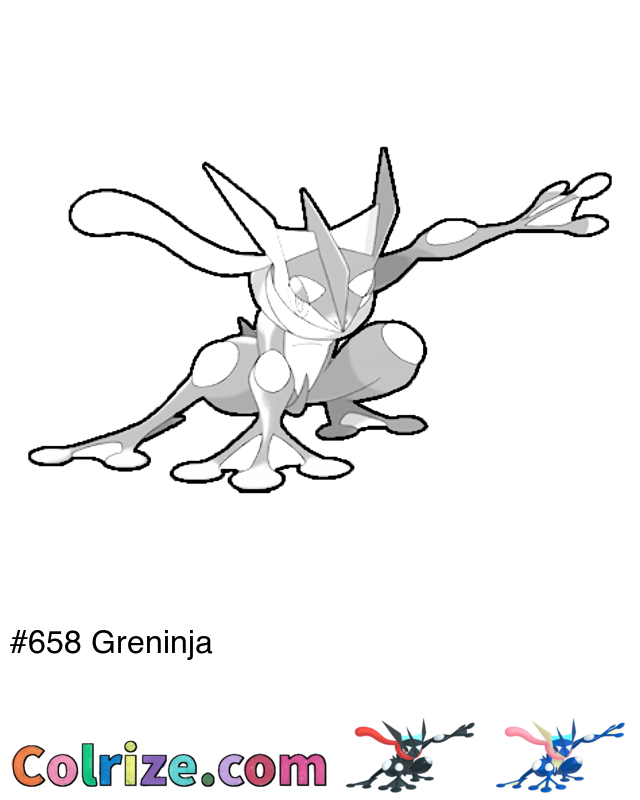 Pokemon Greninja coloring page + Shiny Greninja coloring page