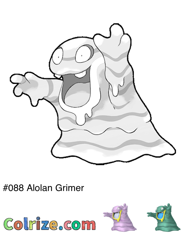 Pokemon Alolan Grimer coloring page + Shiny Alolan Grimer coloring page