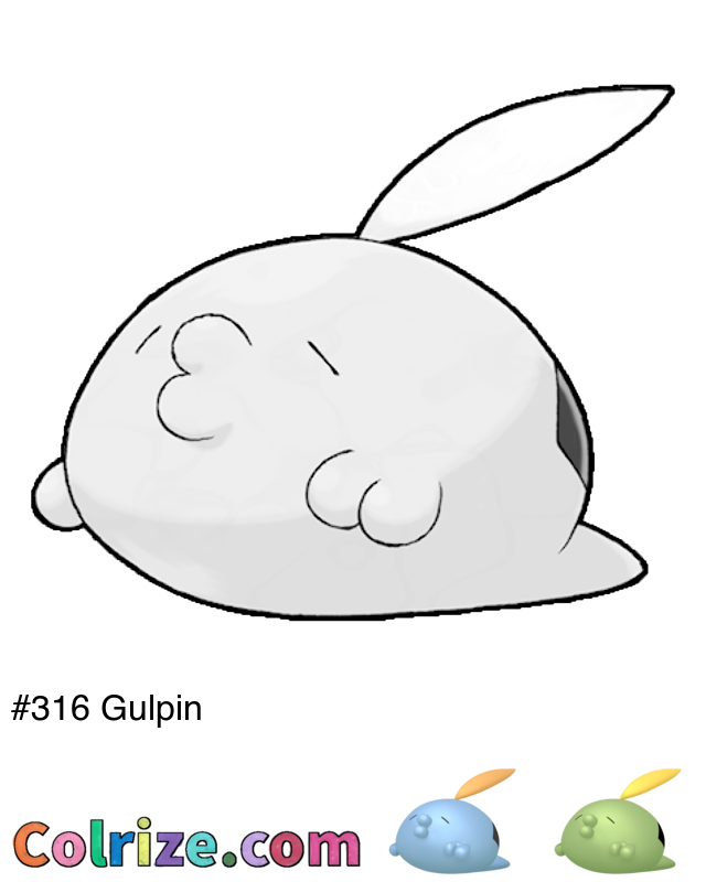 Pokemon Gulpin coloring page + Shiny Gulpin coloring page