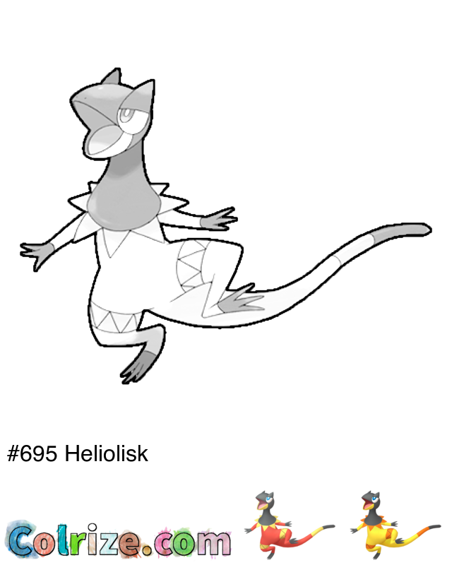 Pokemon Heliolisk coloring page + Shiny Heliolisk coloring page