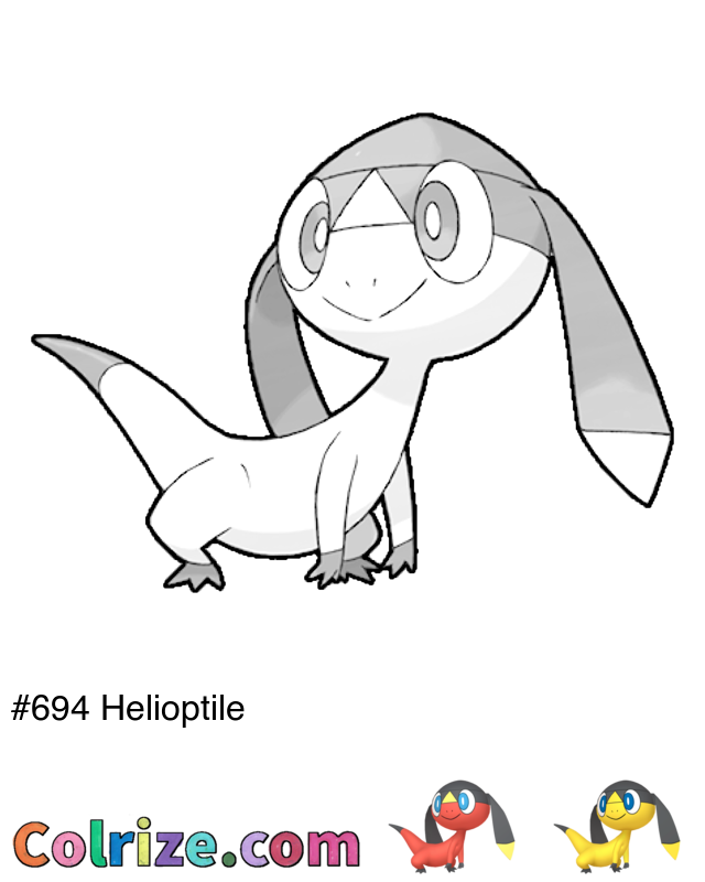 Pokemon Helioptile coloring page + Shiny Helioptile coloring page