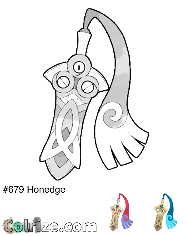 Pokemon Honedge coloring page + Shiny Honedge coloring page
