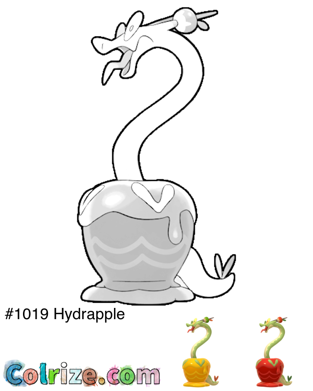 Pokemon Hydrapple coloring page + Shiny Hydrapple coloring page