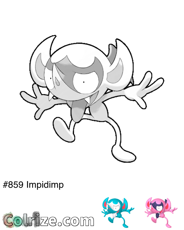 Pokemon Impidimp coloring page + Shiny Impidimp coloring page