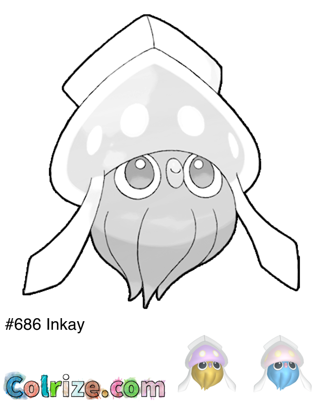 Pokemon Inkay coloring page + Shiny Inkay coloring page