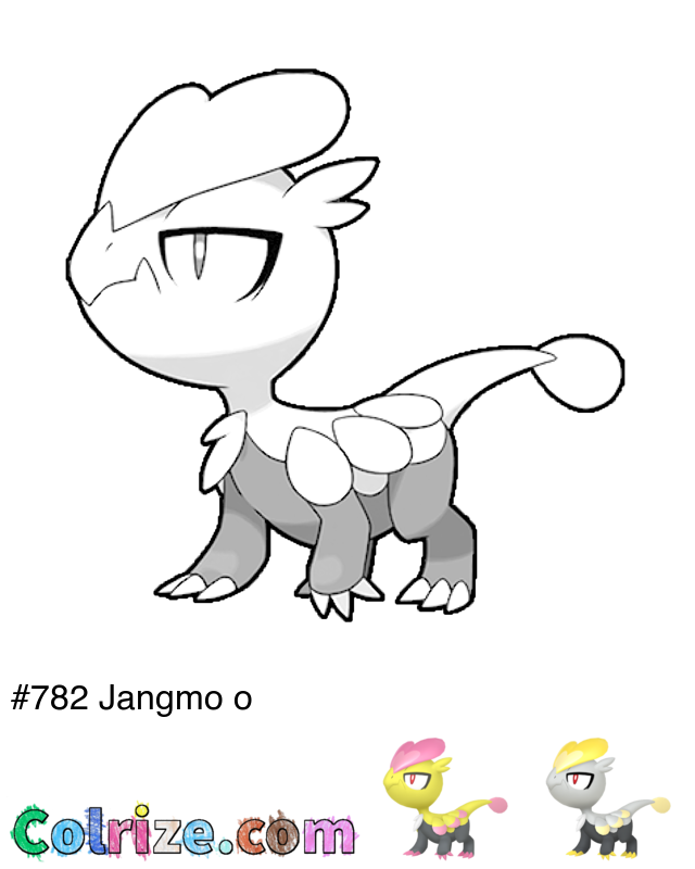Pokemon Jangmo o coloring page + Shiny Jangmo o coloring page