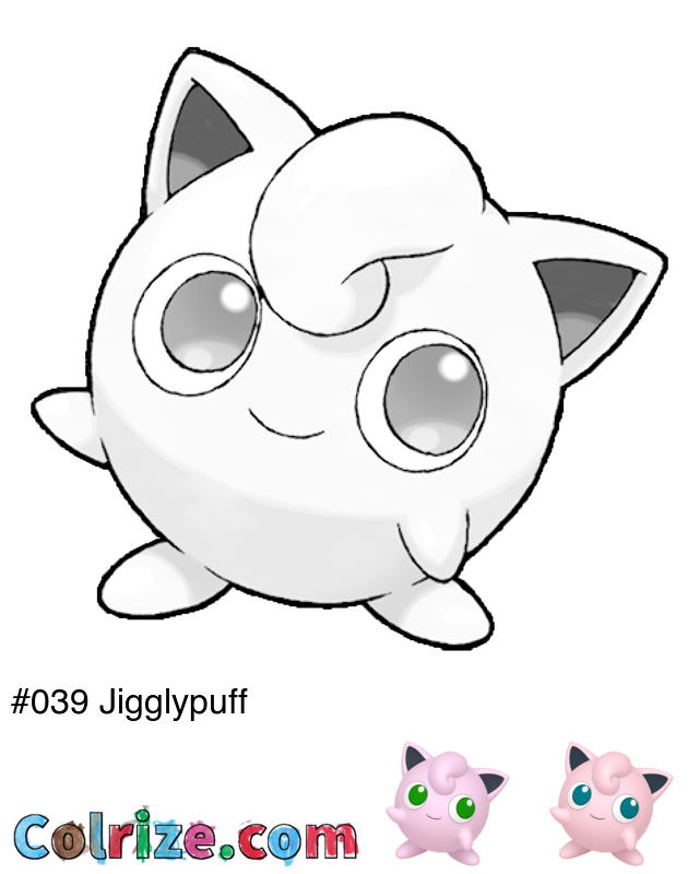 Pokemon Jigglypuff coloring page + Shiny Jigglypuff coloring page