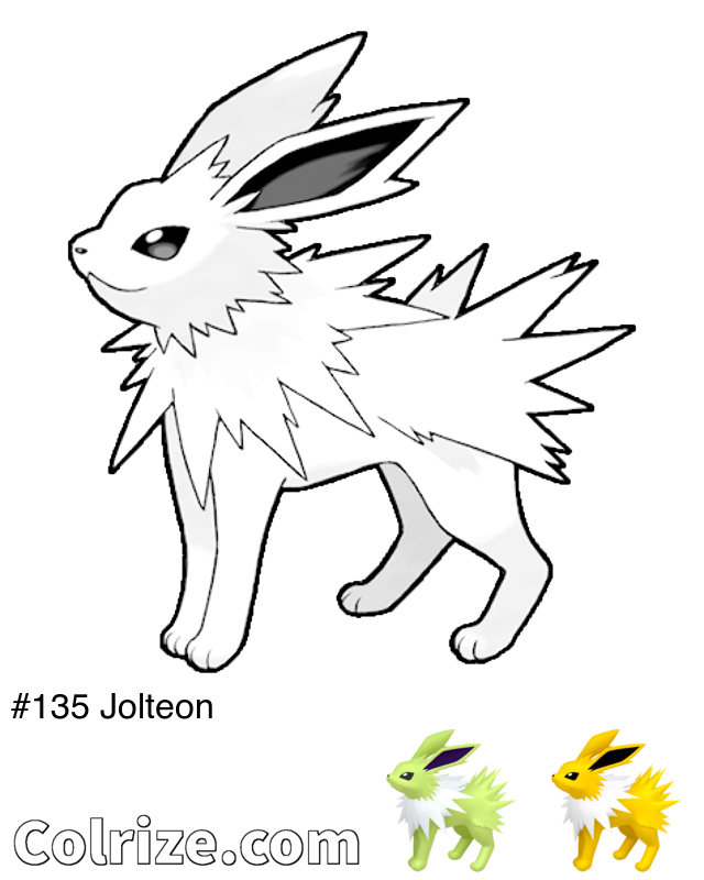Pokemon Jolteon coloring page + Shiny Jolteon coloring page