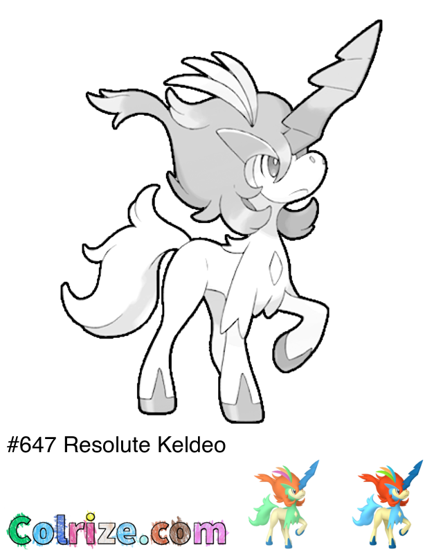 Pokemon Resolute Keldeo coloring page + Shiny Resolute Keldeo coloring page