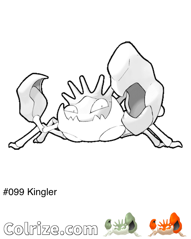Pokemon Kingler coloring page + Shiny Kingler coloring page