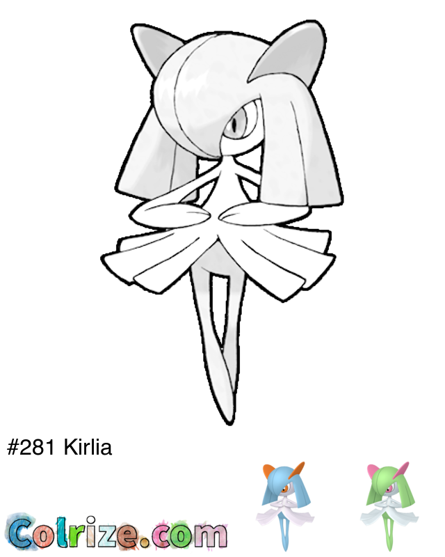 Pokemon Kirlia coloring page + Shiny Kirlia coloring page