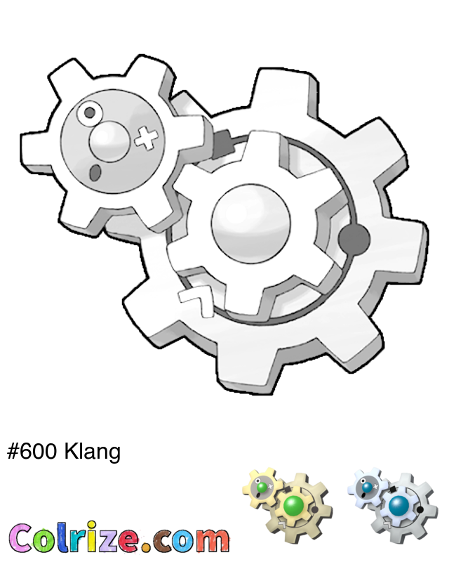 Pokemon Klang coloring page + Shiny Klang coloring page