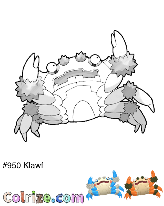 Pokemon Klawf coloring page + Shiny Klawf coloring page