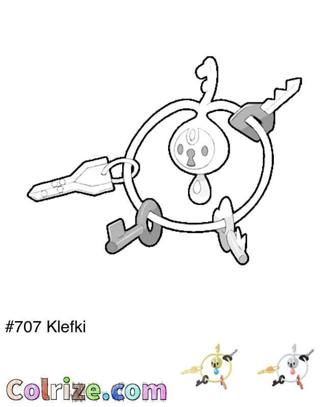 Pokemon Klefki coloring page + Shiny Klefki coloring page
