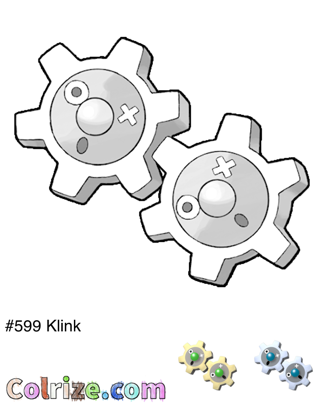 Pokemon Klink coloring page + Shiny Klink coloring page