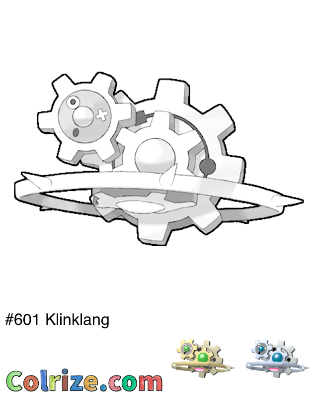 Pokemon Klinklang coloring page + Shiny Klinklang coloring page
