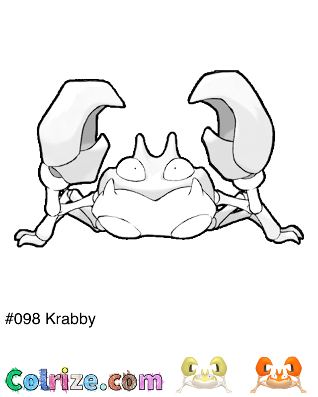 Pokemon Krabby coloring page + Shiny Krabby coloring page
