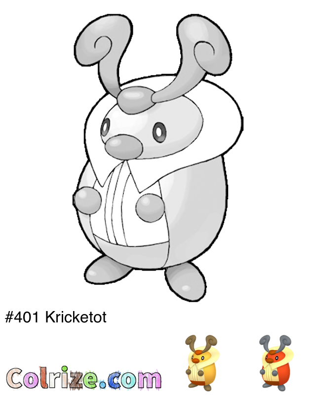 Pokemon Kricketot coloring page + Shiny Kricketot coloring page
