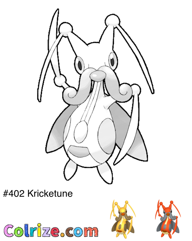 Pokemon Kricketune coloring page + Shiny Kricketune coloring page