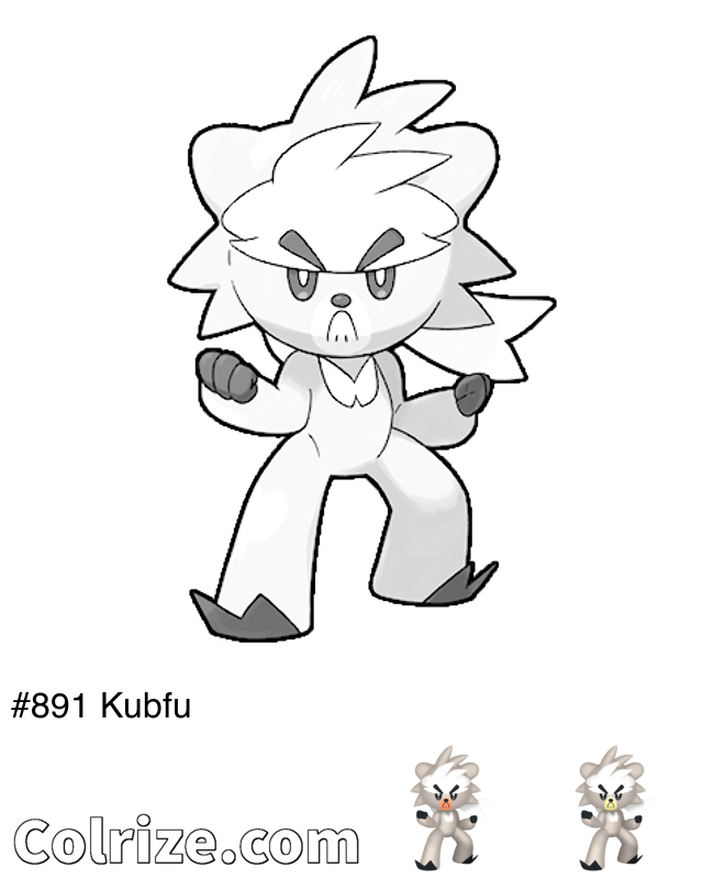 Pokemon Kubfu coloring page + Shiny Kubfu coloring page