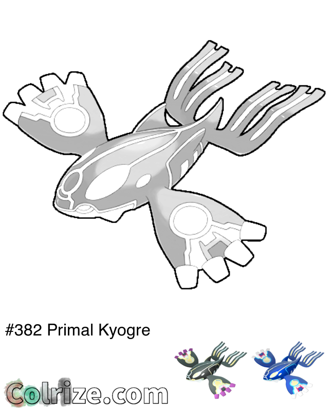 Pokemon Primal Kyogre coloring page + Shiny Primal Kyogre coloring page