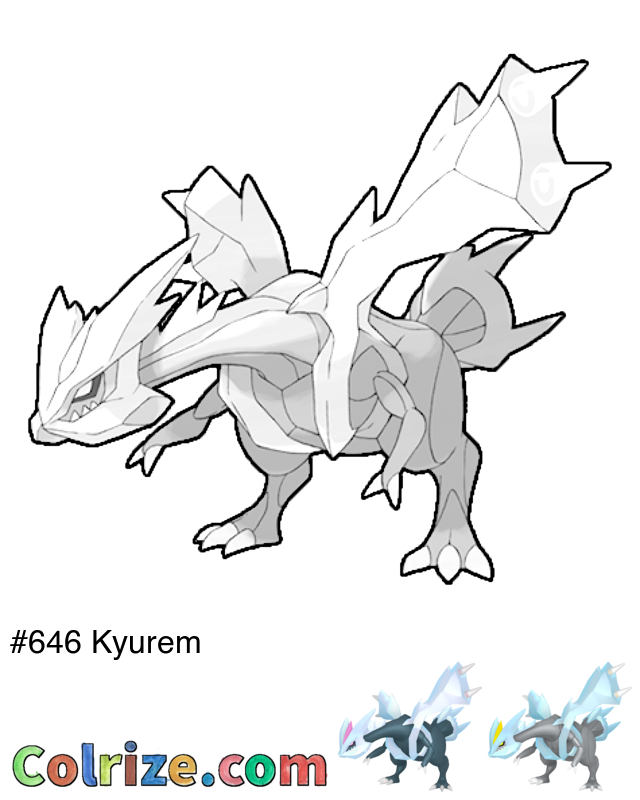 Pokemon Kyurem coloring page + Shiny Kyurem coloring page