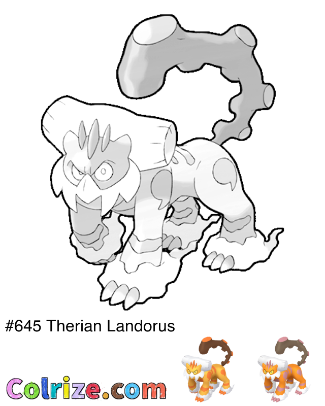 Pokemon Therian Landorus coloring page + Shiny Therian Landorus coloring page