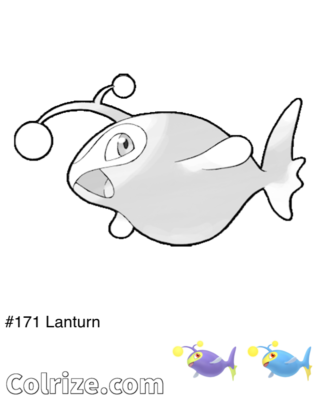 Pokemon Lanturn coloring page + Shiny Lanturn coloring page