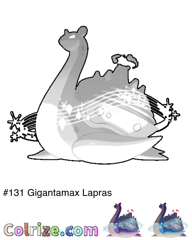 Pokemon Gigantamax Lapras coloring page + Shiny Gigantamax Lapras coloring page