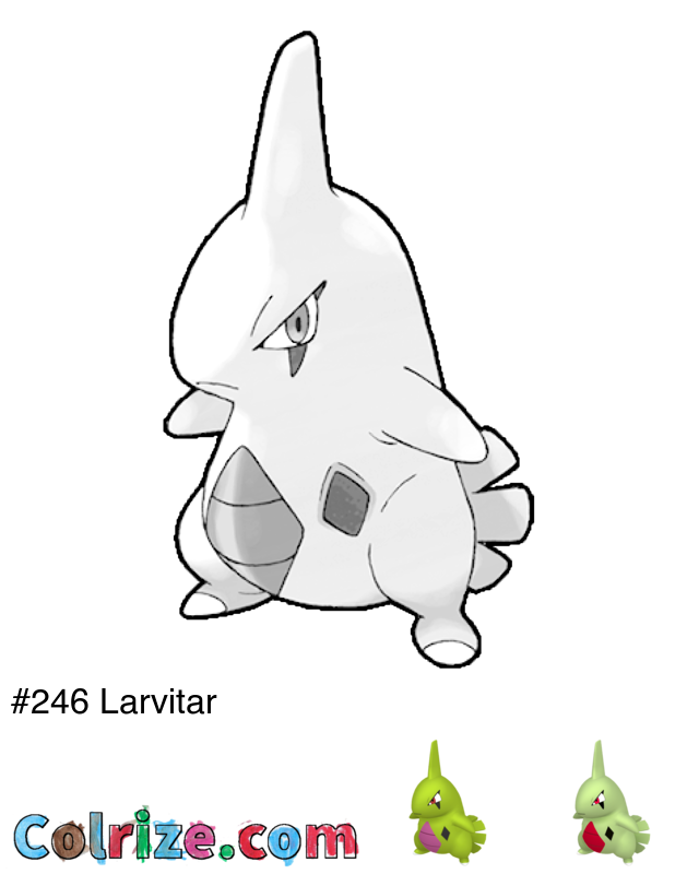 Pokemon Larvitar coloring page + Shiny Larvitar coloring page