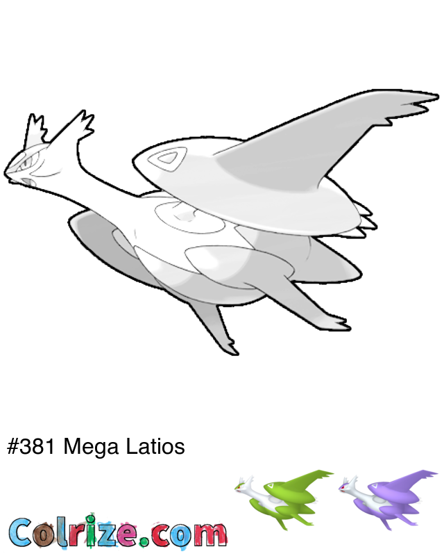 Pokemon Mega Latios coloring page + Shiny Mega Latios coloring page