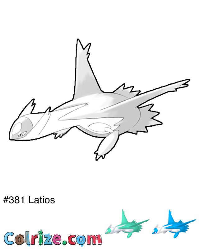 Pokemon Latios coloring page + Shiny Latios coloring page