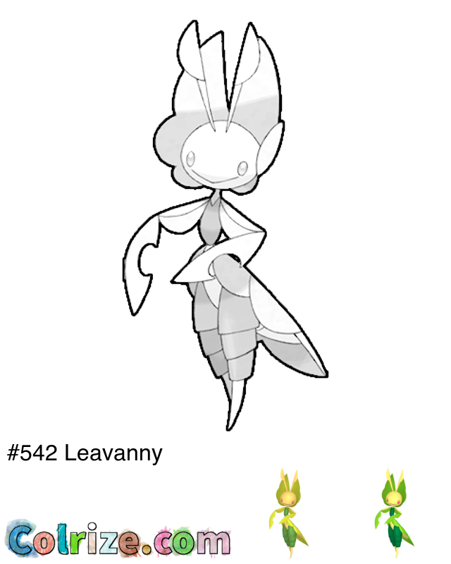 Pokemon Leavanny coloring page + Shiny Leavanny coloring page