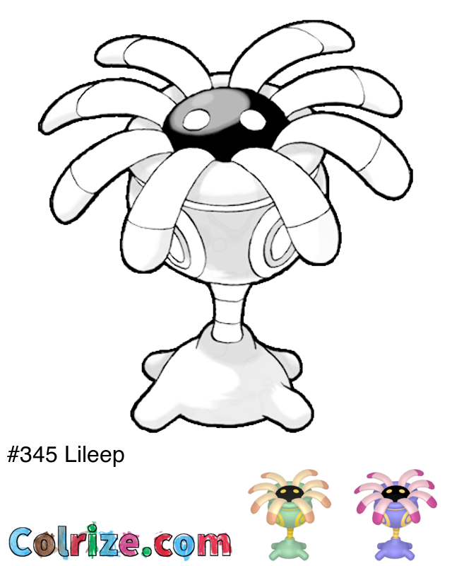 Pokemon Lileep coloring page + Shiny Lileep coloring page