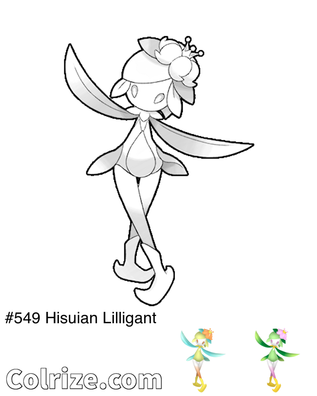 Pokemon Hisuian Lilligant coloring page + Shiny Hisuian Lilligant coloring page