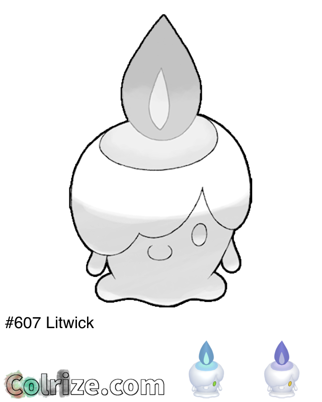 Pokemon Litwick coloring page + Shiny Litwick coloring page