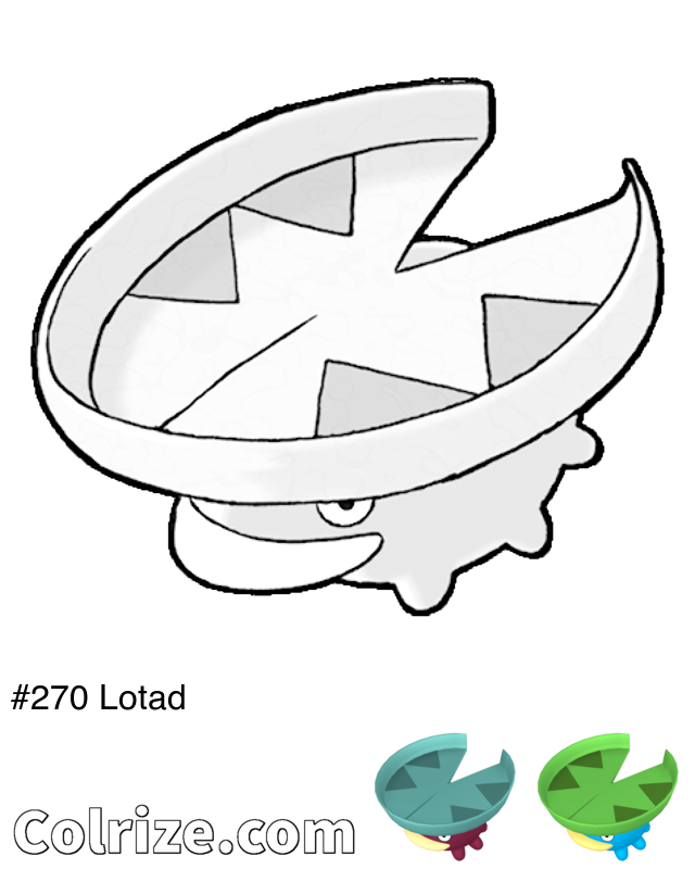 Pokemon Lotad coloring page + Shiny Lotad coloring page