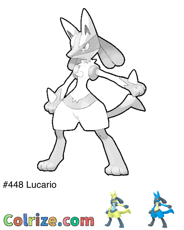 Pokemon Lucario coloring page + Shiny Lucario coloring page