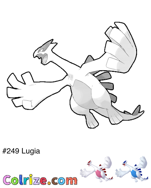 Pokemon Lugia coloring page + Shiny Lugia coloring page